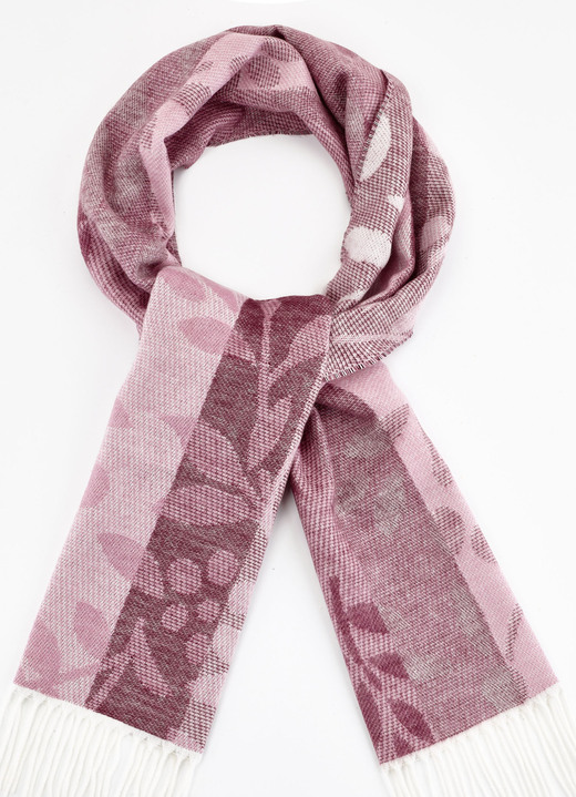 - Schal mit Fantasieblüten und -blättern, in Farbe ROSÉ-BUNT Ansicht 1