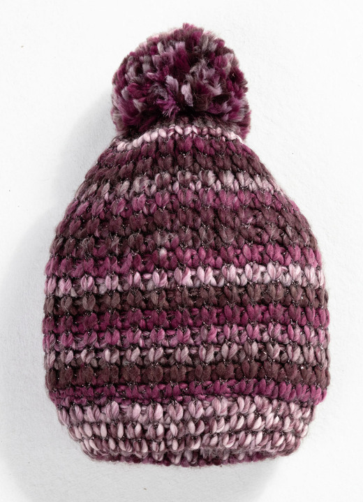 Mützen & Hüte - Mütze mit Bommel, in Farbe BEERE-BUNT