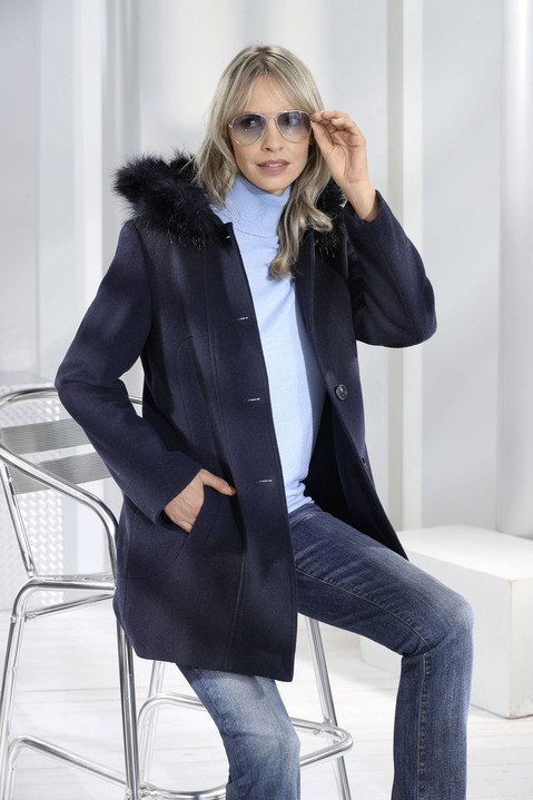 Wolljacken - Jacke mit fester Kapuze Wolljacken - Jacke mit fester Kapuze, in Größe 036 bis 054, in Farbe NAVY