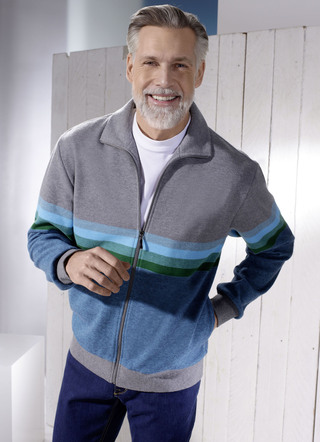 Sweatjacke mit Steh-Umlegekragen