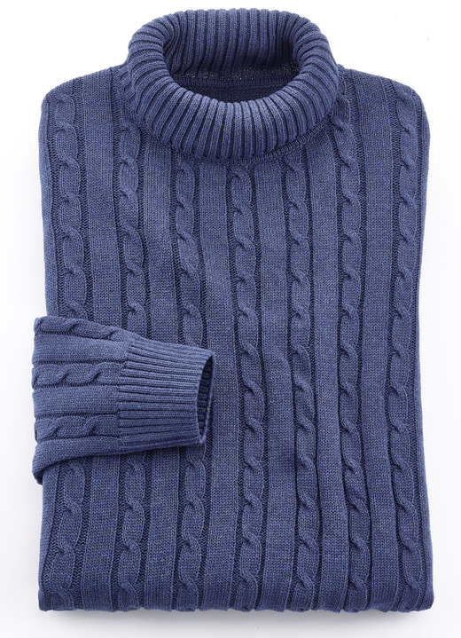 Pullover & Strickmode - Rollkragenpullover in 5 Farben, in Größe 046 bis 062, in Farbe JEANSBLAU Ansicht 1