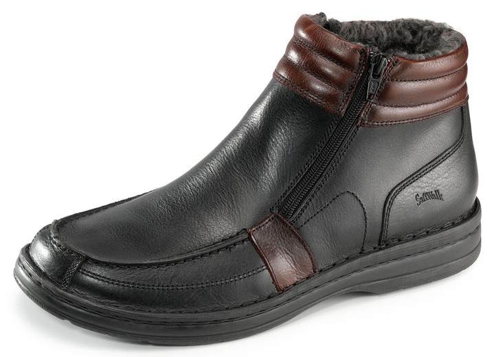 Stiefeletten - GINO GALANTE, gefütterte Herren-Boots, Winterschuhe, mit herausnehmbarem Fußbett, in Größe 040 bis 047, in Farbe SCHWARZ-BURGUND Ansicht 1