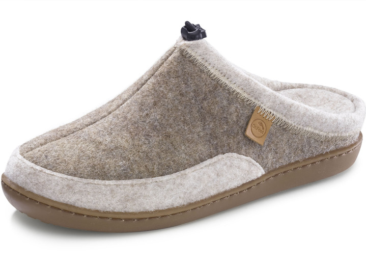 Hausschuhe - Laurina, klassische Damen-Hausschuhe, Weite H, mit herausnehmbarem Fußbett, in Größe 036 bis 042, in Farbe TAUPE-BEIGE Ansicht 1