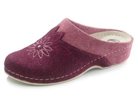 Mubb Wollfilz-Pantoffel mit Blüten-Stickerei