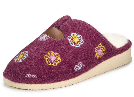 Laurina Filz-Pantoffel mit flotter Blüten-Stickerei
