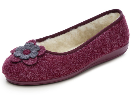 Laurina Haus-Ballerina aus flauschigem Textil mit Zierblüte