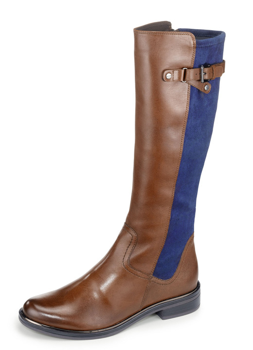 Stiefel & Stiefeletten - Caprice Stiefel aus edlem Nappaleder und elastischem Textilmaterial, in Größe 3 1/2 bis 8, in Farbe COGNAC-MARINE Ansicht 1