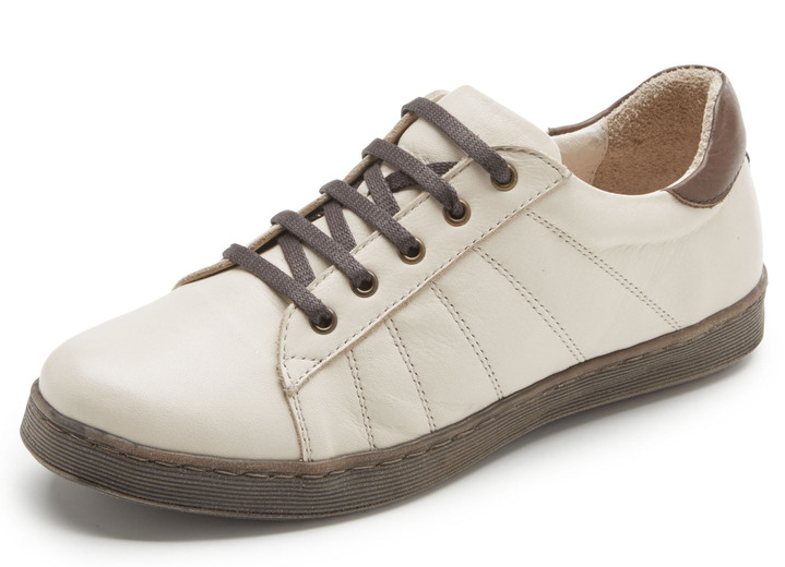 Slipper & Schnürschuhe - Andrea Conti Schnür-Sneaker mit rückwärtigem Kontrast-Besatz, in Größe 036 bis 042, in Farbe BEIGE Ansicht 1