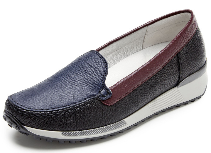 Damenmode - Waldläufer Mokassin-Slipper aus edlem, weichem Hirsch-Nappaleder, in Größe 3 1/2 bis 8, in Farbe SCHWARZ-MULTI Ansicht 1