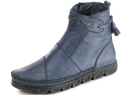 Gemini Mokassin-Stiefelette aus Rind-Nappaleder mit Knitter-Struktur