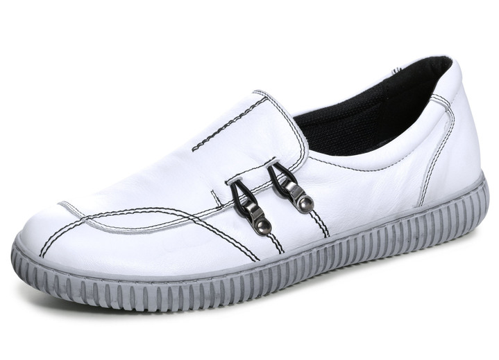 - Gemini Slipper aus Rind-Nappaleder mit Zierösen, in Größe 036 bis 042, in Farbe WEISS Ansicht 1