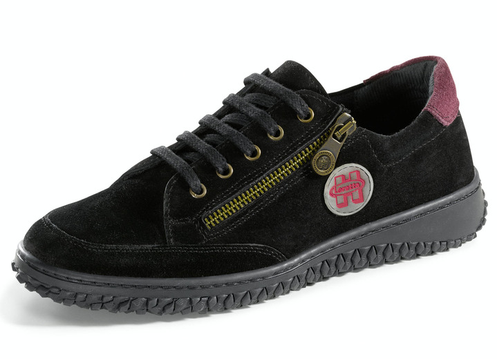 Damenmode - Schnürschuh im modischen Design, in Größe 036 bis 042, in Farbe SCHWARZ-ROT Ansicht 1