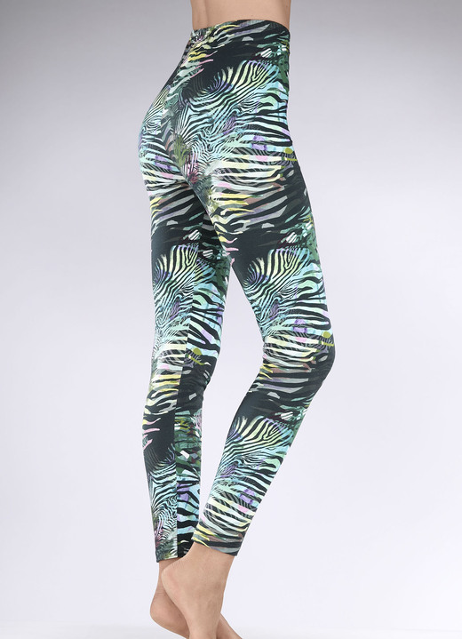 Leggings - Laurina Leggings mit farbrillantem Digitaldruck, in Größe L (44/46) bis XXL (52/54), in Farbe GRÜN-BUNT