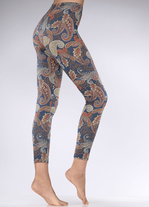 Leggings - Laurina Leggings mit Paisley-Digitaldruck, in Größe L (44/46) bis XXL (52/54), in Farbe INDIGO-BUNT