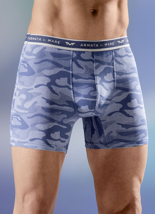 Pants & Boxershorts - Viererpack Pants mit Elastikbund, in Größe 004 bis 009, in Farbe 2X JEANSBLAU-WEISS, 2X UNI JEANSBLAU