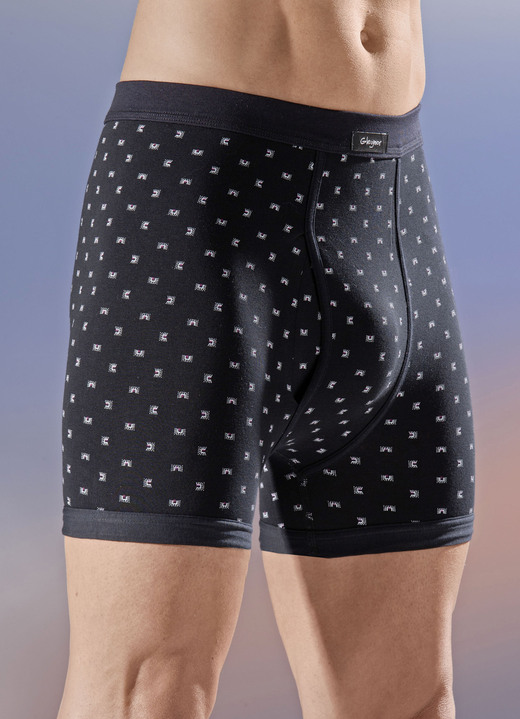 - Viererpack Unterhosen mit Eingriff, in Größe 005 bis 011, in Farbe 2X SCHWARZ-BUNT, 2X MARINE-BUNT