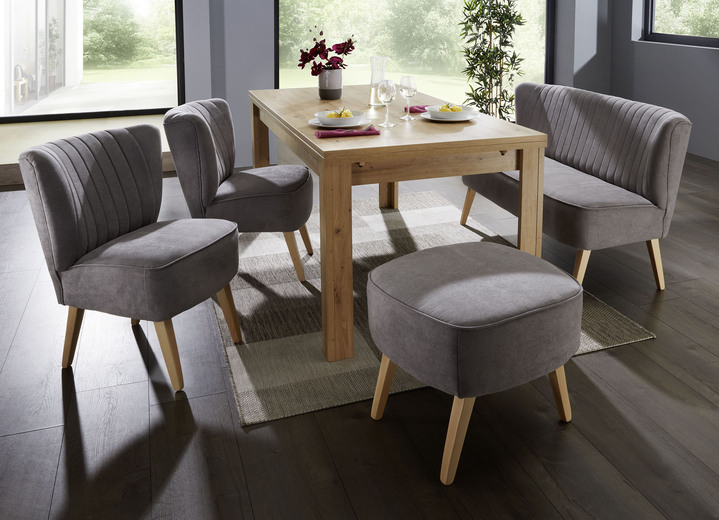Stühle & Sitzbänke - Moderne Esszimmermöbel mit Holzfüßen in Buche, in Farbe HELLGRAU, in Ausführung Zweisitzer Ansicht 1