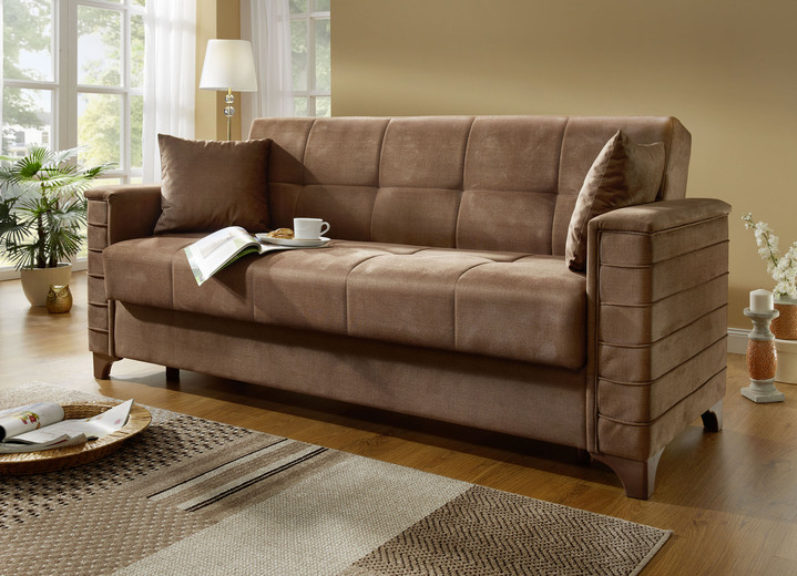 Schlafsofas - Frei im Raum aufstellbares Schlafsofa mit Dekokissen, in Farbe BEIGE Ansicht 1