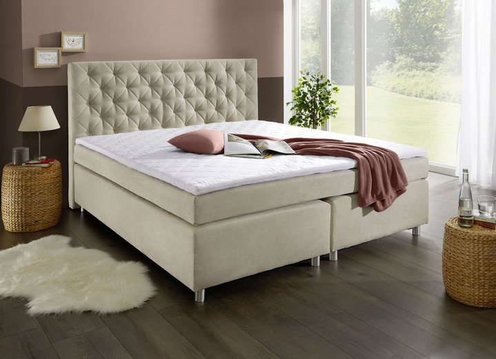 - Boxspringbett mit Topper, in Farbe CREME