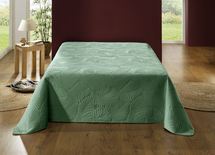 Tagesdecken - Kuschelige Tagesdecke, in Größe 873 (für Einzelbett, 140x210 cm) bis 924 (1 Kissenbezug, 40x 80 cm), in Farbe GRÜN Ansicht 1