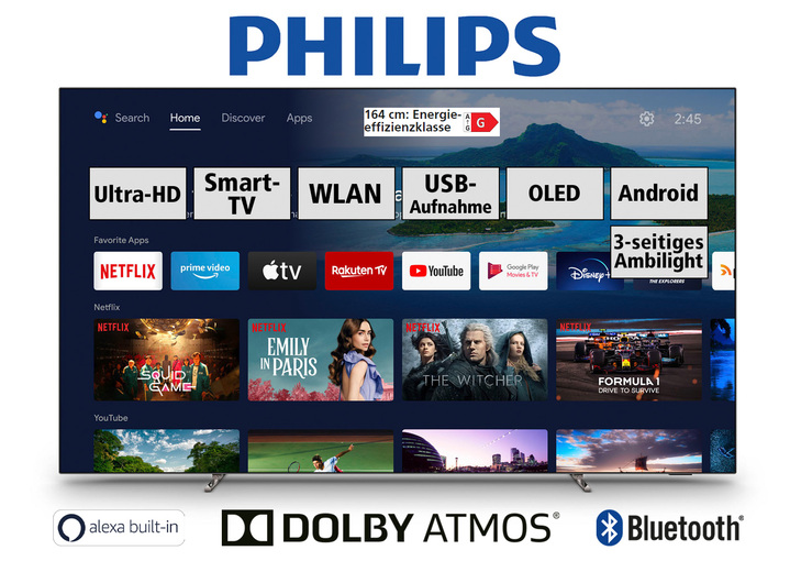 Fernseher - Philips 4K-Ultra-HD OLED-Fernseher, in Farbe SILBER Ansicht 1