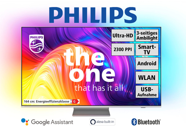 - Philips 4K-Ultra-HD-Ambilight-LED-Fernseher, in Farbe SILBER Ansicht 1