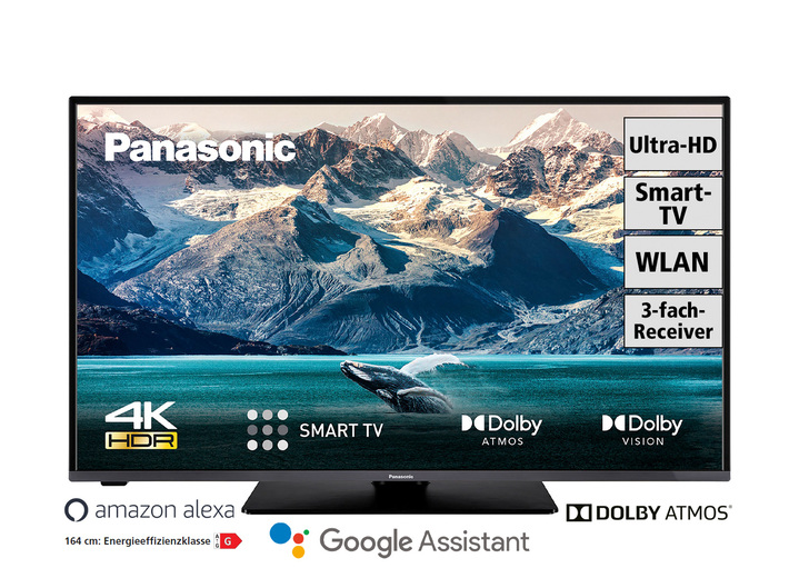 Fernseher - Panasonic  4K-Ultra-HD-LED-Smart-Fernseher, in Farbe SCHWARZ Ansicht 1