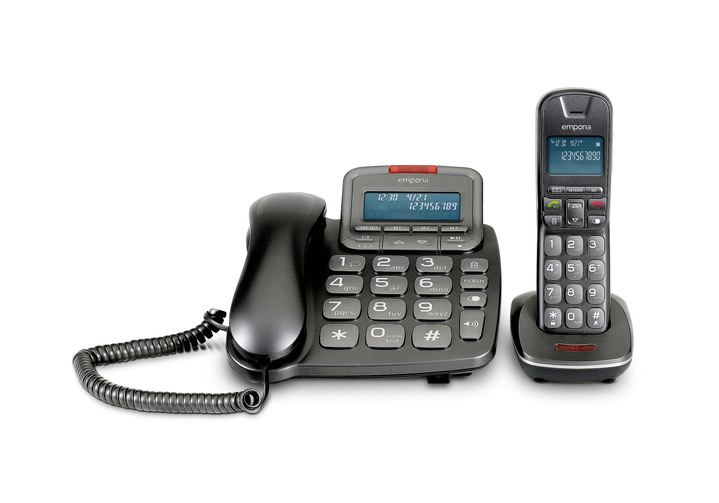 - Emporia TH-21 Großtasten-Telefon mit extra großen Tasten, in Farbe SCHWARZ, in Ausführung Großtasten-Telefon-Set mit Anrufbeantworter