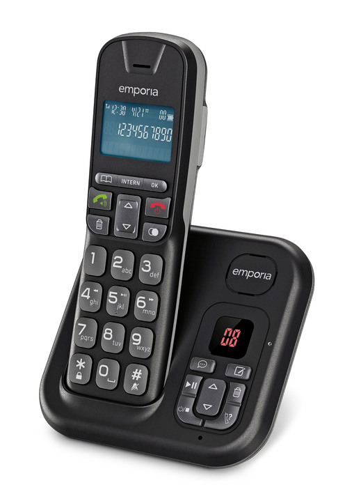 - Emporia TH-21 Großtasten-Telefon mit extra großen Tasten, in Farbe SCHWARZ, in Ausführung Großtasten-Telefon mit Anrufbeantworter