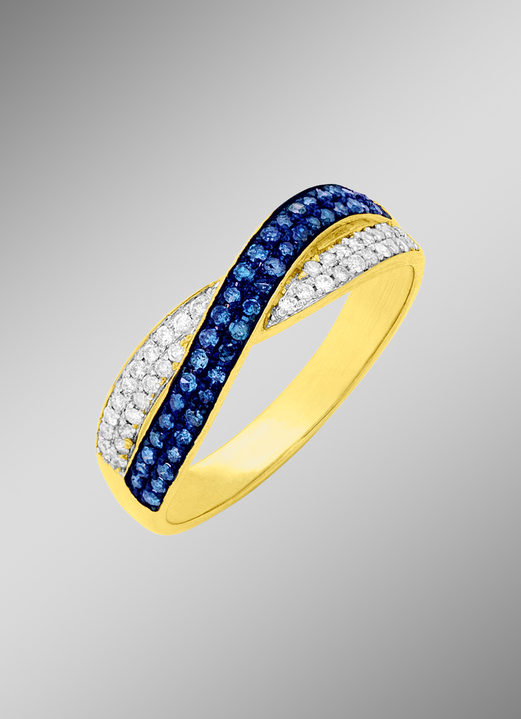 Ringe - Damenring mit weißen und blauen Diamanten, in Größe 160 bis 220, in Farbe  Ansicht 1