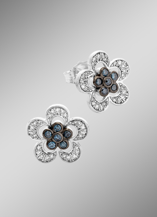 Ohrstecker im Blumen-Design mit Brillanten und Diamanten