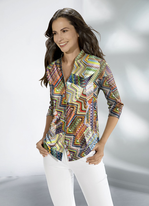 Blusen & Tuniken - Shirtbluse mit Inkjet-Druck, in Größe 042 bis 052, in Farbe MULTICOLOUR