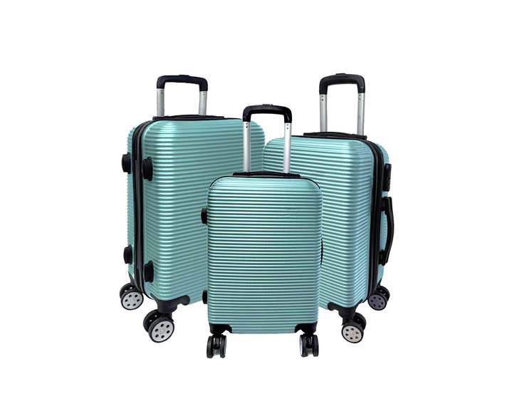 Reisegepäck - Koffer-Set mit 4 Leichtlauf-Doppelrollen, in Farbe TÜRKIS Ansicht 1