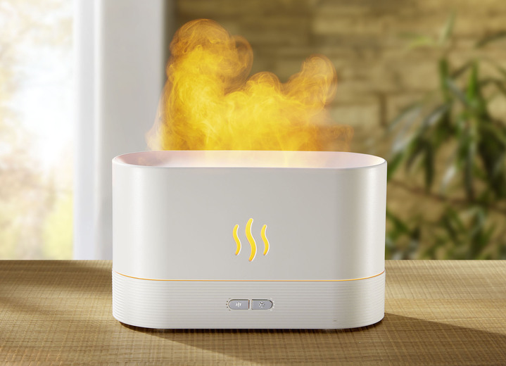- Luftbefeuchter mit Flammeneffekt für eine kuschelige Wohn-Atmosphäre, in Farbe WEISS