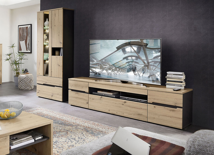 TV- & Hifi-Möbel - Wohnzimmermöbel mit Softclose, in Farbe ART.EICHE-GR., in Ausführung TV-Longboard Ansicht 1