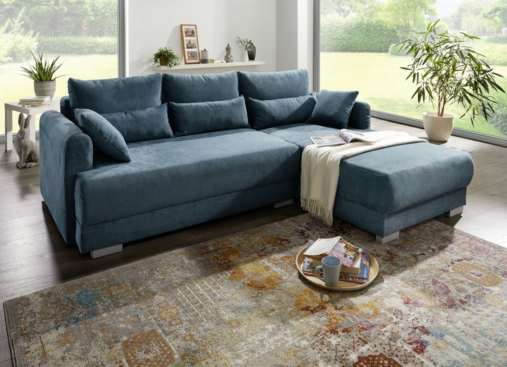 - Polsterecke mit Bettfunktion und Kissen, in Farbe BLAU Ansicht 1