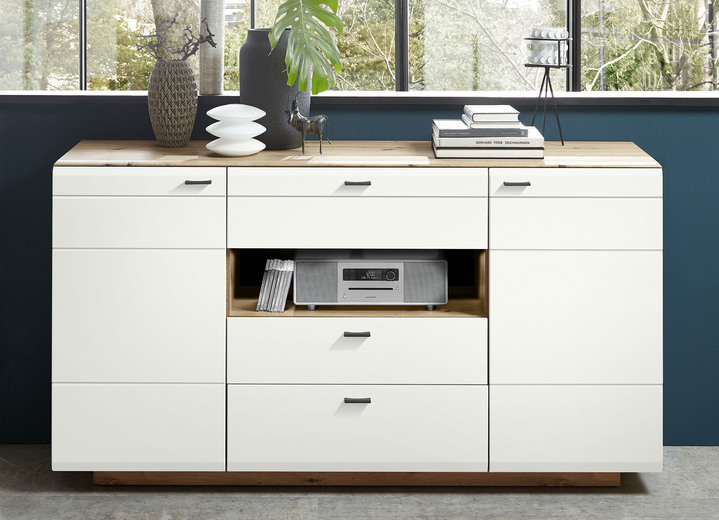 - Sideboard mit Softclose, in Farbe WEISS-EICHE