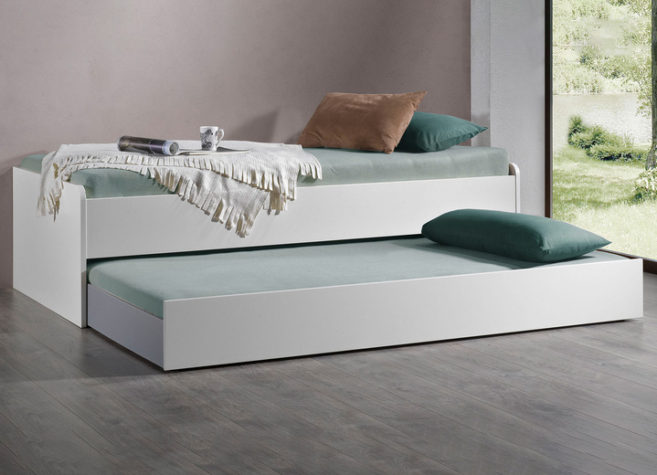 Schlafzimmerschränke - Bett mit 2 Schubladen, in Farbe WEISS, in Ausführung Bettüberbau Ansicht 1