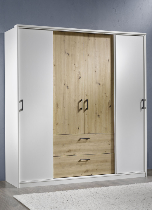 Schlafzimmerschränke - Moderner Kleiderschrank, in Farbe WEISS-ARTISAN EICHE, in Ausführung Kleiderschrank, 3-türig Ansicht 1