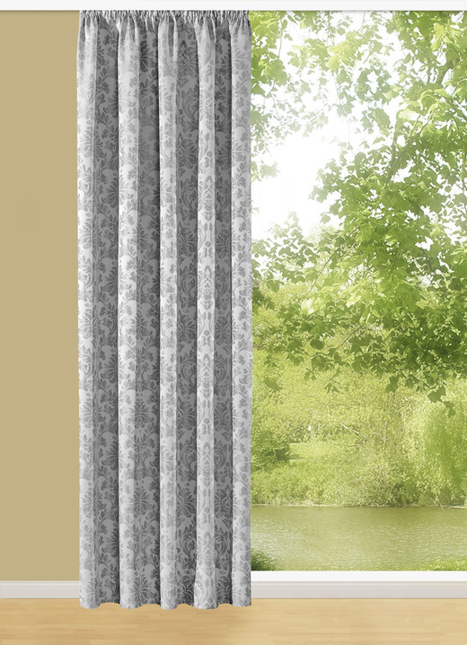 Klassisch - Blickdichte Übergardine mit Universalschienenband, in Größe 358 (H145xB140 cm) bis 456 (H245xB140 cm), in Farbe SILBER Ansicht 1