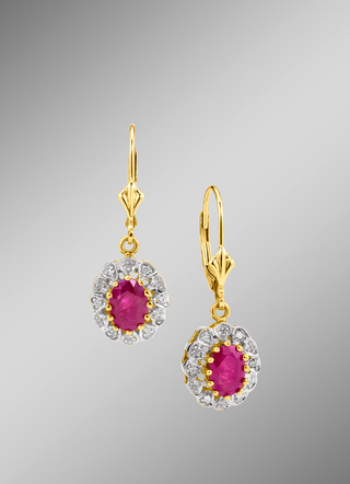 Ohrringe mit Diamanten und Rubin