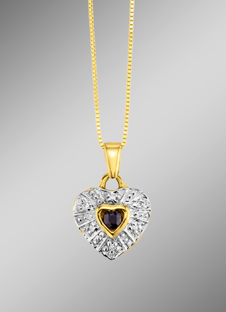 Herz-Anhänger mit Diamanten und Safir