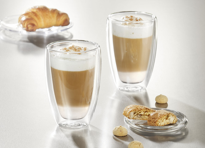 Kaffee & Tee - Temperaturbeständiges Gläser-Set, 2-teilig, in Farbe TRANSPARENT, in Ausführung Latte Macchiato Gläser