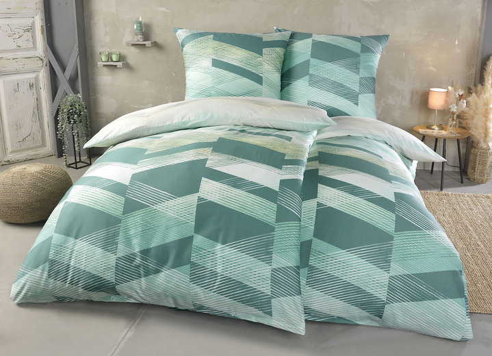 - Bettwäsche-Garnitur, in Größe 112 (80/80 cm + 135/200 cm) bis 115 (80/80 cm + 155/220 cm), in Farbe JADEGRÜN