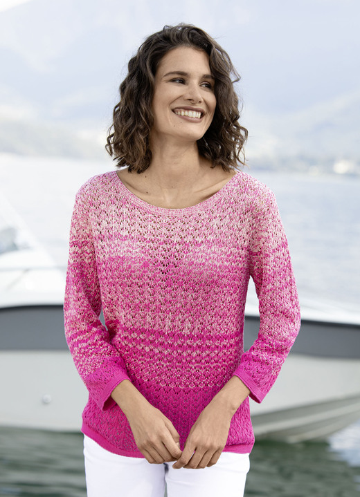 - Pullover in Ajourdessin, in Größe 036 bis 052, in Farbe PINK-MULTICOLOR