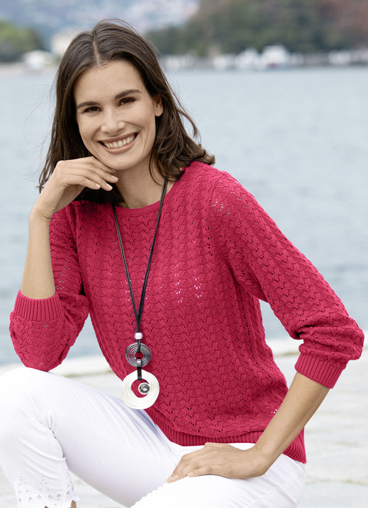 Basics - Pullover mit Ajourmuster, in Farbe ROT Ansicht 1