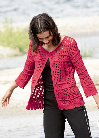 Strickjacke mit Ajourmuster