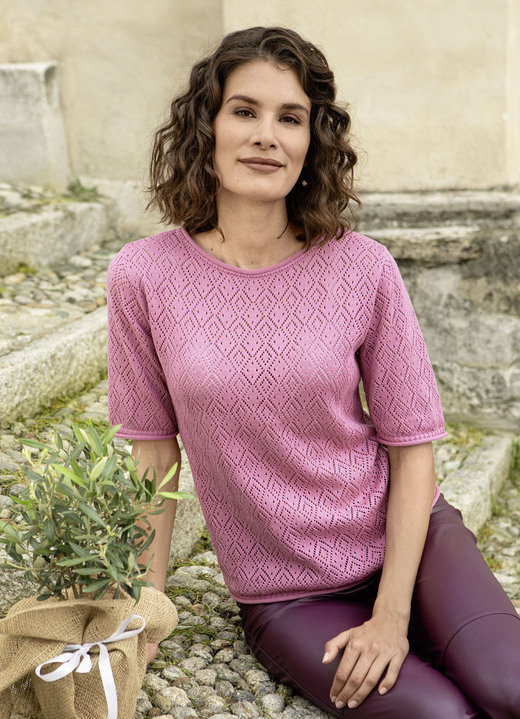 - Pulli mit Ajourmuster, in Größe 038 bis 052, in Farbe ROSENHOLZ