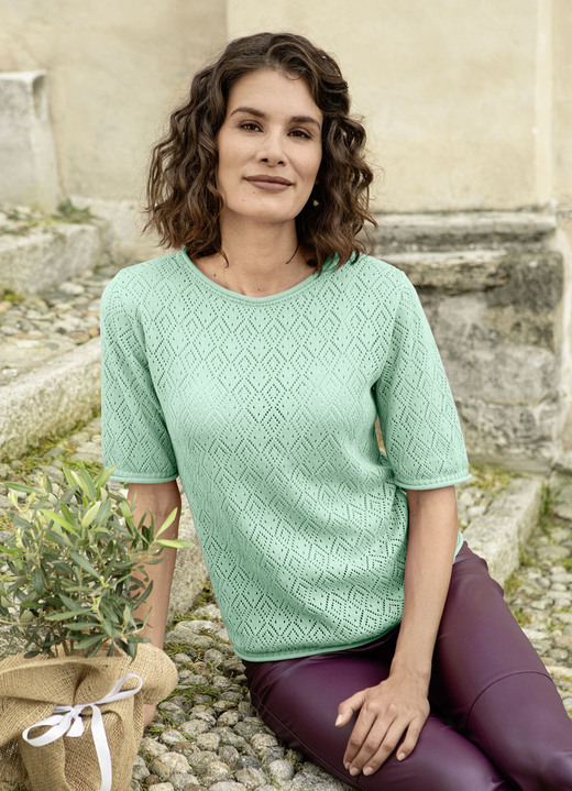 Pullover & Strickmode - Pulli mit Ajourmuster, in Größe 038 bis 052, in Farbe MINT Ansicht 1