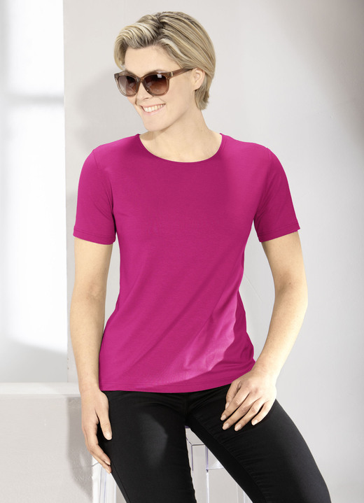Kurzarm - Kombistarkes Shirt in 9 Farben, in Größe L (44/46) bis XXL (52/54), in Farbe PINK Ansicht 1